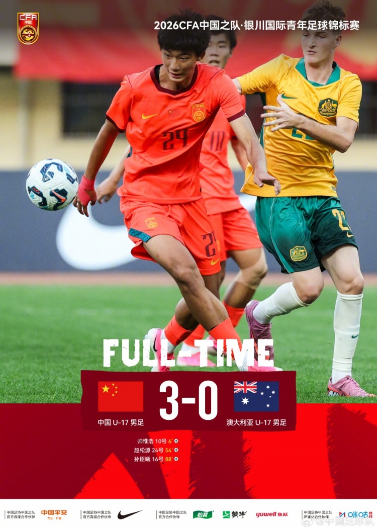 国少3-0再胜澳大利亚 徐正鹏核心表现引质疑