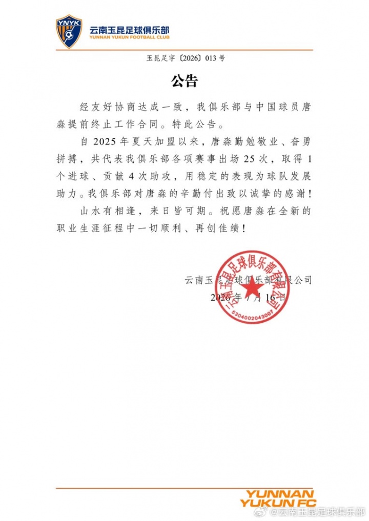 官方:35岁边卫唐淼自由身加盟深圳新鹏城,补齐右路短板 官方:35岁边卫唐淼自由身加盟深圳新鹏城,补齐右路短板